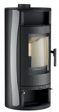 Poêle à bois non hydraulique Ebenis avec jaquette en acier de couleur anthracite noir